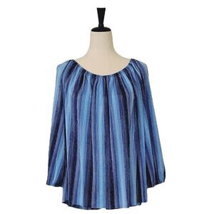 Christopher & Banks Blue Textured Raglan Sleeve Blouse Size L